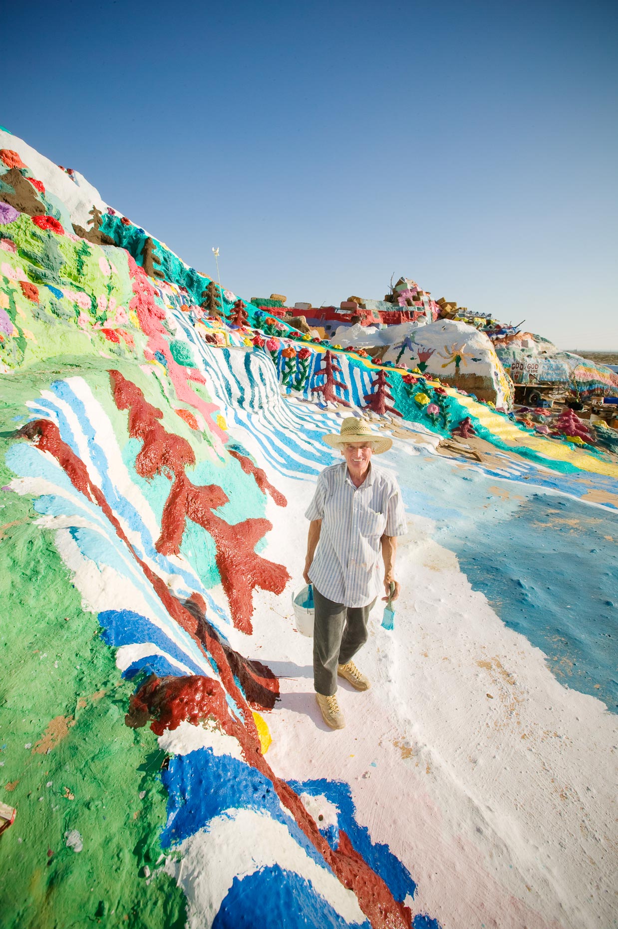 Portrait of Leonard Knight, creator of Salvation Mountain near Niland, California, folk art installation, by David Zaitz