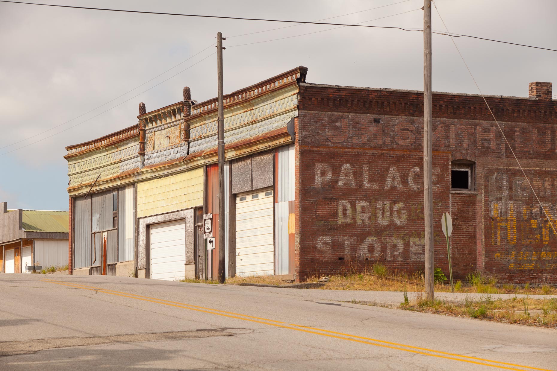 Abandoned commercial brick buildings along historic Route 66 by David Zaitz